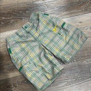 Nike Plaid swim board Shorts with Green and Yellow Accents 2T